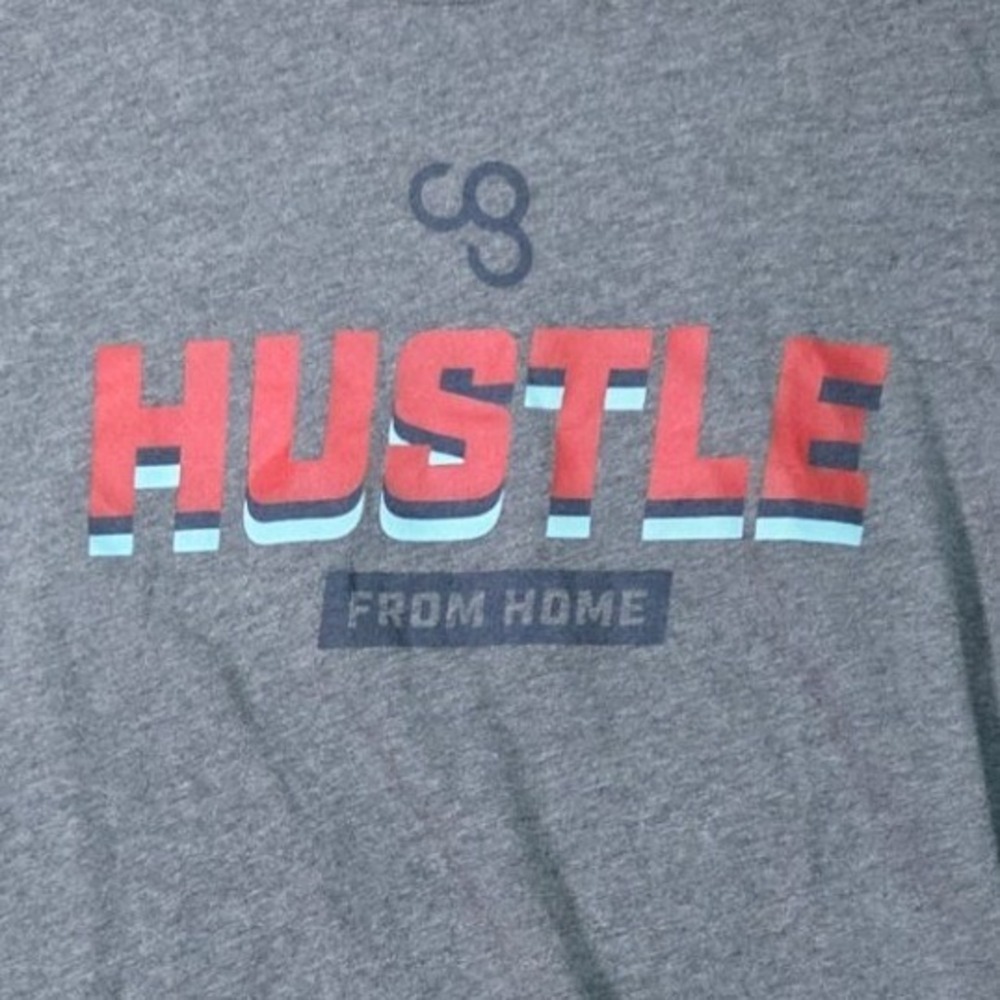 Bella + Canvas Graphic Tee Mens M Gray Hustle From Home Short Sleeve Shirt